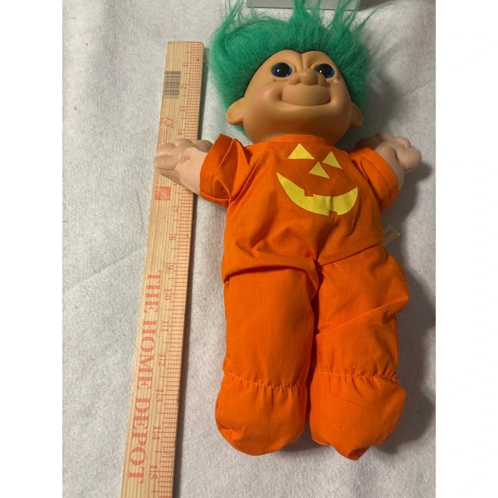 Russ Troll Doll Halloween Pumpkin Outfit Green Hair‎ Collectible Toy